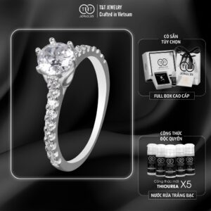 Nhẫn Bạc Nữ 6 Chấu Nạm Đá Thân Nhẫn Lấp Lánh Cao Cấp T&T Jewelry NN0561