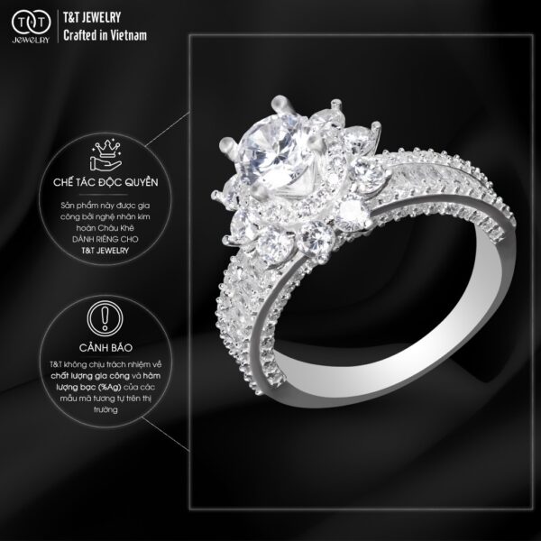 Nhẫn Bạc Nữ Đỉnh Cao Sang Trọng Với Điểm Nhấn Hoa Sen Lộng Lẫy T&T Jewelry NT2251 - Ảnh 5