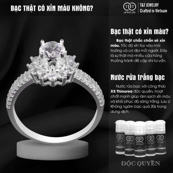 Nhẫn Bạc Nữ Thiết Kế Hoa Đá CZ Lấp Lánh, Đẳng Cấp T&T Jewelry N2253 - Ảnh 6