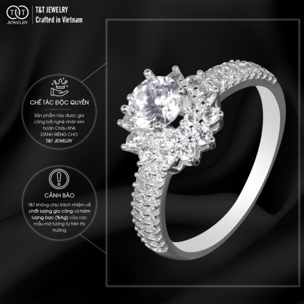 Nhẫn Bạc Nữ Thiết Kế Hoa Đá CZ Lấp Lánh, Đẳng Cấp T&T Jewelry N2253 - Ảnh 5