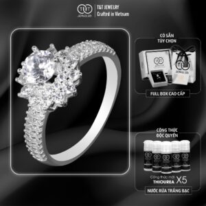 Nhẫn Bạc Nữ Thiết Kế Hoa Đá CZ Lấp Lánh, Đẳng Cấp T&T Jewelry N2253