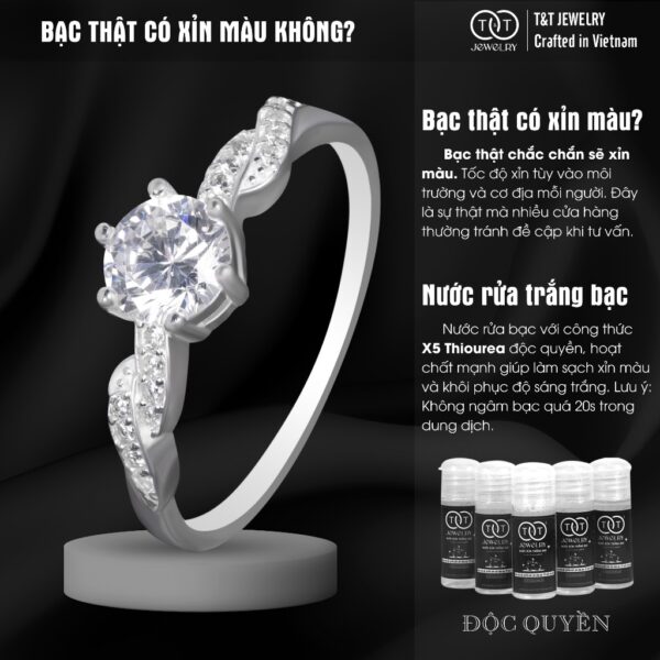 Nhẫn Bạc Nữ Dáng Xoắn Thanh Lịch, Đính Đá CZ Rực Rỡ T&T Jewelry N2254 - Ảnh 6