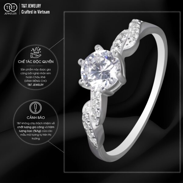 Nhẫn Bạc Nữ Dáng Xoắn Thanh Lịch, Đính Đá CZ Rực Rỡ T&T Jewelry N2254 - Ảnh 5
