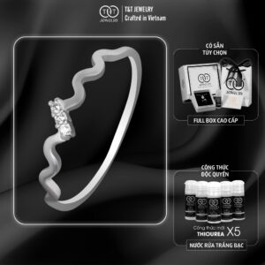 Nhẫn Bạc Nữ Sóng Lượn Tinh Tế Đính Đá CZ Lấp Lánh T&T Jewelry N2255