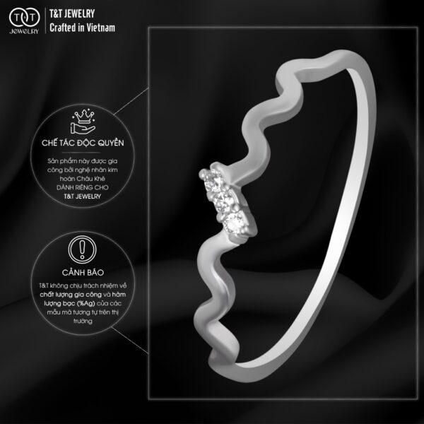Nhẫn Bạc Nữ Sóng Lượn Tinh Tế Đính Đá CZ Lấp Lánh T&T Jewelry N2255 - Ảnh 5