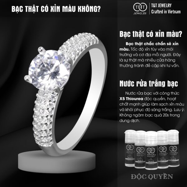 Nhẫn Bạc Nữ Đính Đá CZ Cổ Điển, Lấp Lánh Đỉnh Cao Sang Trọng T&T Jewelry N2259 - Ảnh 6