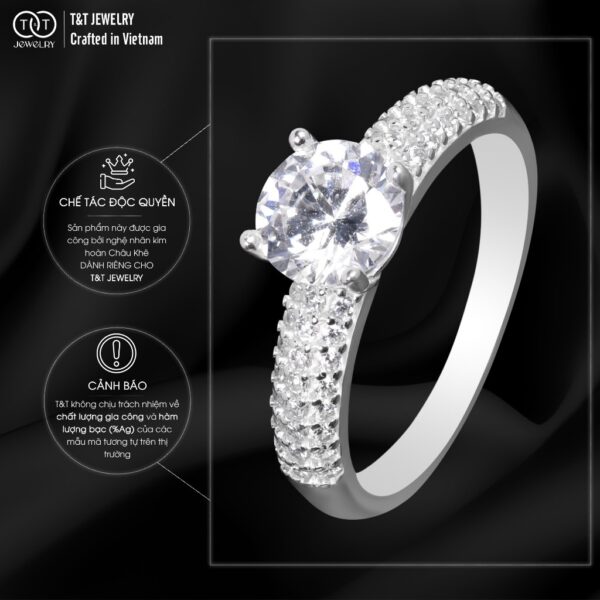 Nhẫn Bạc Nữ Đính Đá CZ Cổ Điển, Lấp Lánh Đỉnh Cao Sang Trọng T&T Jewelry N2259 - Ảnh 5