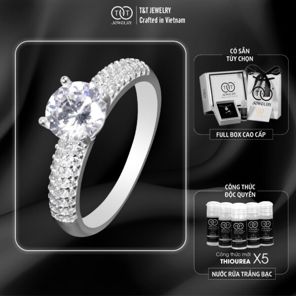 Nhẫn Bạc Nữ Đính Đá CZ Cổ Điển, Lấp Lánh Đỉnh Cao Sang Trọng T&T Jewelry N2259