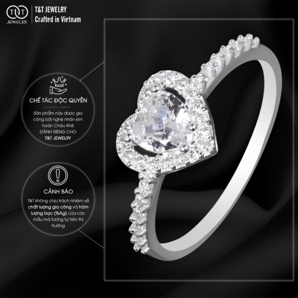 Nhẫn Bạc Nữ Trái Tim Lấp Lánh Tỏa Sáng Tình Yêu T&T Jewelry N2360 - Ảnh 5