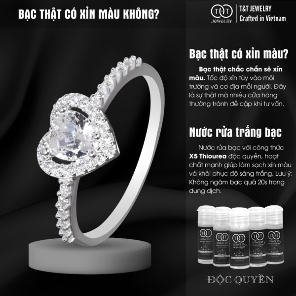 Nhẫn Bạc Nữ Trái Tim Lấp Lánh Tỏa Sáng Tình Yêu T&T Jewelry N2360 - Ảnh 6