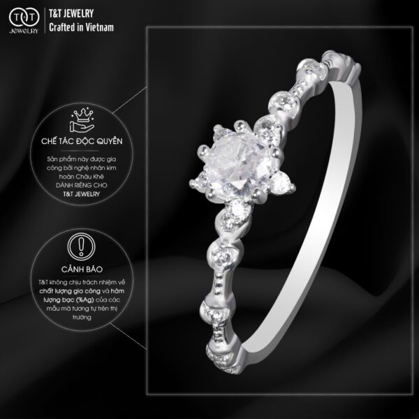 Nhẫn Bạc Nữ Dáng Cành Hoa Tinh Xảo Đính Đá CZ Lấp Lánh T&T Jewelry N2361 - Ảnh 6
