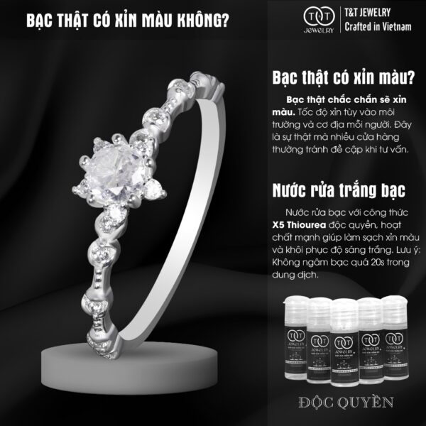 Nhẫn Bạc Nữ Dáng Cành Hoa Tinh Xảo Đính Đá CZ Lấp Lánh T&T Jewelry N2361 - Ảnh 5