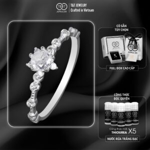 Nhẫn Bạc Nữ Dáng Cành Hoa Tinh Xảo Đính Đá CZ Lấp Lánh T&T Jewelry N2361