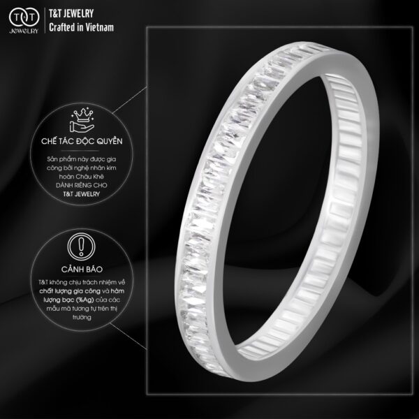 Nhẫn Bạc Nữ Bản Giao Hưởng Ánh Sáng Đính Đá CZ Tinh Xảo - Cá Tính T&T Jewelry NN2362 - Ảnh 5