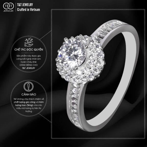 Nhẫn Bạc Nữ Thiết Kế Bông Hoa, Hào Quang Đá CZ Tỏa Sáng Đỉnh Cao T&T Jewelry N2363 - Ảnh 5