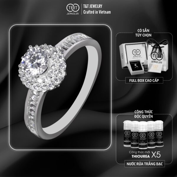 Nhẫn Bạc Nữ Thiết Kế Bông Hoa, Hào Quang Đá CZ Tỏa Sáng Đỉnh Cao T&T Jewelry N2363