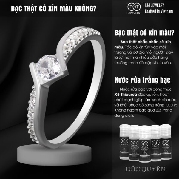 Nhẫn Bạc Nữ Thết Kế Gợn Sóng Tinh Tế Đính Đá CZ Lấp Lánh Sang Trọng T&T Jewelry N2364 - Ảnh 6