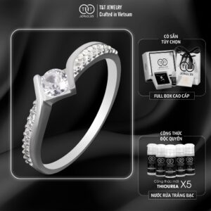 Nhẫn Bạc Nữ Thết Kế Gợn Sóng Tinh Tế Đính Đá CZ Lấp Lánh Sang Trọng T&T Jewelry N2364