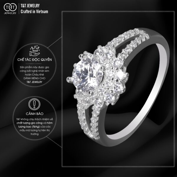 Nhẫn Bạc Nữ Bông Sen Nở Rộ, Thiết Kế Tinh Xảo, Đá CZ Tỏa Sáng Như Ánh Trăng Rằm T&T Jewelry NT2365 - Ảnh 5