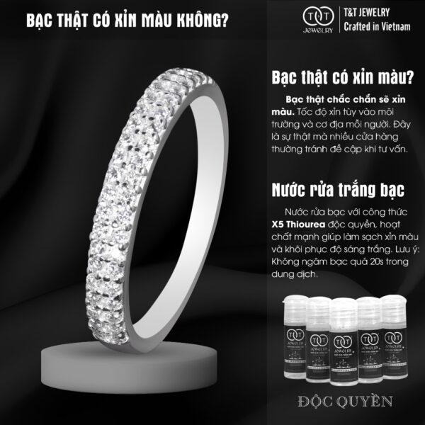 Nhẫn Bạc Nữ Xếp Đôi Tinh Xảo, Lấp Lánh Đá CZ T&T Jewelry N2366 - Ảnh 6