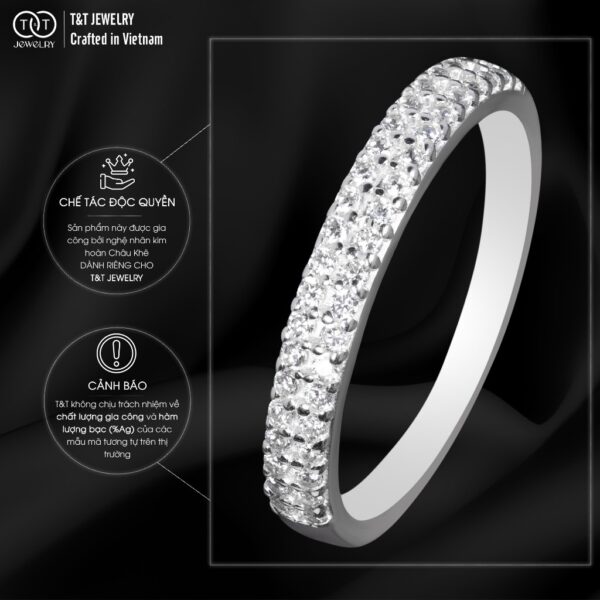 Nhẫn Bạc Nữ Xếp Đôi Tinh Xảo, Lấp Lánh Đá CZ T&T Jewelry N2366 - Ảnh 5