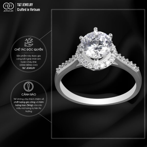 Nhẫn Bạc Nữ Vương Miện Lấp Lánh, Đính Đá CZ Sang Trọng T&T Jewelry N2367 - Ảnh 5