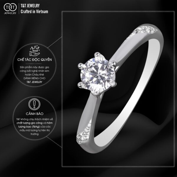 Nhẫn Bạc Nữ Vẻ Đẹp Tinh Khôi Với Đường Nét Uốn Lượn Quyến Rũ T&T Jewelry N23691 - Ảnh 5