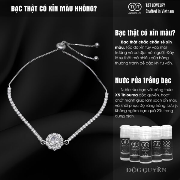 Lắc tay Bạc Nữ Đính Đá CZ Lấp Lánh Hình Đóa Hoa Nở Rộ Kiêu Sa T&T Jewelry LT53252 - Ảnh 6