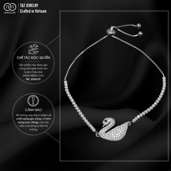 Lắc Tay Bạc Nữ Thiên Nga Kiêu Sa Đính Đá CZ Lấp Lánh Tinh Tế T&T Jewelry LT53253 - Ảnh 6