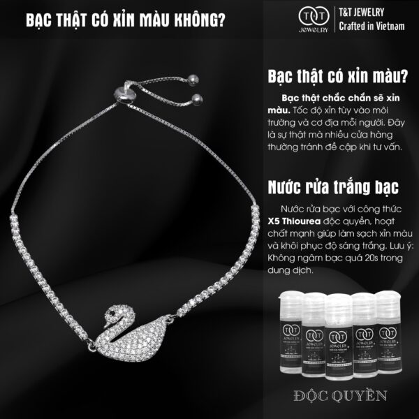 Lắc Tay Bạc Nữ Thiên Nga Kiêu Sa Đính Đá CZ Lấp Lánh Tinh Tế T&T Jewelry LT53253 - Ảnh 7