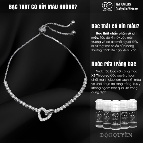 Lắc Tay Bạc Nữ S925 Trái Tim Lồng Kép Đính Đá CZ Lấp Lánh Tinh Xảo từ T&T Jewelry LT54258 - Ảnh 7