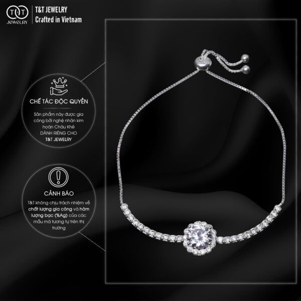 Lắc Tay Bạc Nữ S925 Đá CZ Tròn Nổi Bật Tinh Xảo, Khóa Rút Tiện Lợi từ T&T Jewelry LT54251 - Ảnh 6
