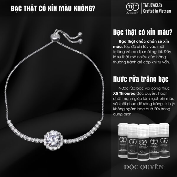 Lắc Tay Bạc Nữ S925 Đá CZ Tròn Nổi Bật Tinh Xảo, Khóa Rút Tiện Lợi từ T&T Jewelry LT54251 - Ảnh 7