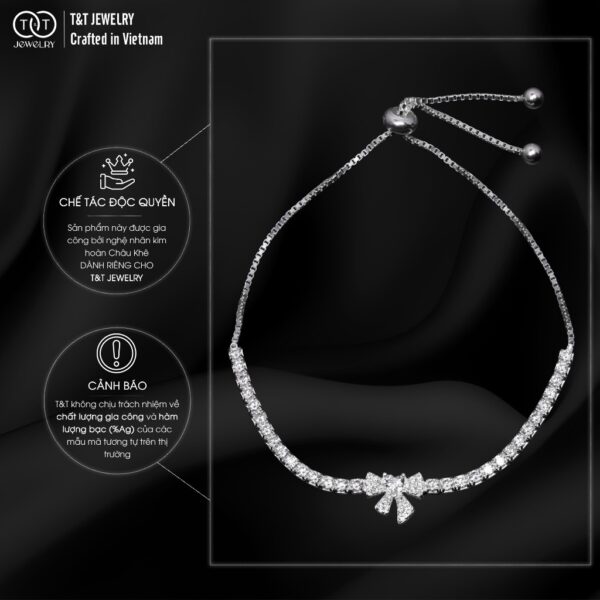 Lắc Tay Bạc Nữ S925 Nơ Xinh Lấp Lánh, Sang Trọng T&T Jewelry LT54253 - Ảnh 6