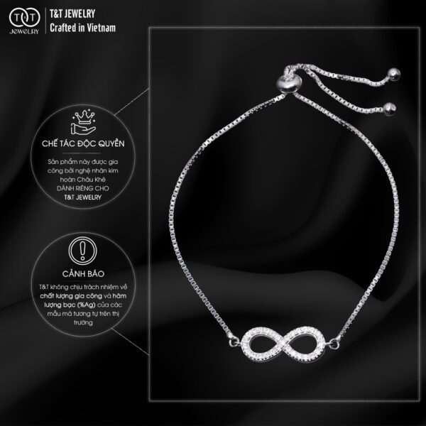 Lắc Tay Bạc Nữ S925 Thiết Kế Sang Trọng, Biểu Tượng Vô Cực, Tình Yêu Vĩnh Cửu từ T&T Jewelry LT54259 - Ảnh 5
