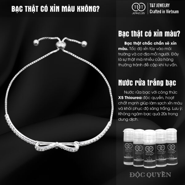 Lắc tay Bạc Nữ S925 Nơ Xinh Lấp Lánh Tinh Xảo Thu Hút Mọi Ánh Nhìn từ T&T Jewelry LT54256 - Ảnh 8