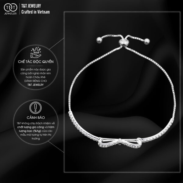 Lắc tay Bạc Nữ S925 Nơ Xinh Lấp Lánh Tinh Xảo Thu Hút Mọi Ánh Nhìn từ T&T Jewelry LT54256 - Ảnh 7