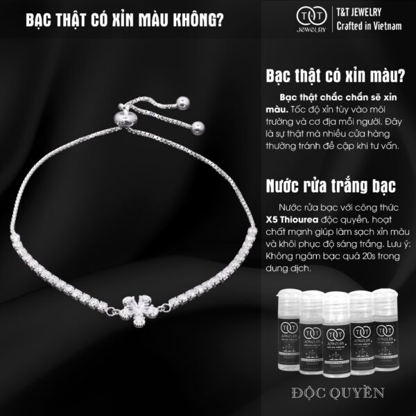 Lắc tay Bạc Nữ S925 Bông Hoa CZ Lấp Lánh Dây Rút Tinh Xảo từ T&T Jewelry LT54252 - Ảnh 7