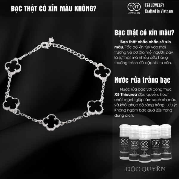 Lắc Tay Bạc Nữ S925 Charm Cỏ 4 Lá May Mắn Đa Sắc Tinh Tế từ T&T Jewelry LT542516 - Ảnh 8