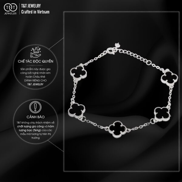 Lắc Tay Bạc Nữ S925 Charm Cỏ 4 Lá May Mắn Đa Sắc Tinh Tế từ T&T Jewelry LT542516 - Ảnh 7