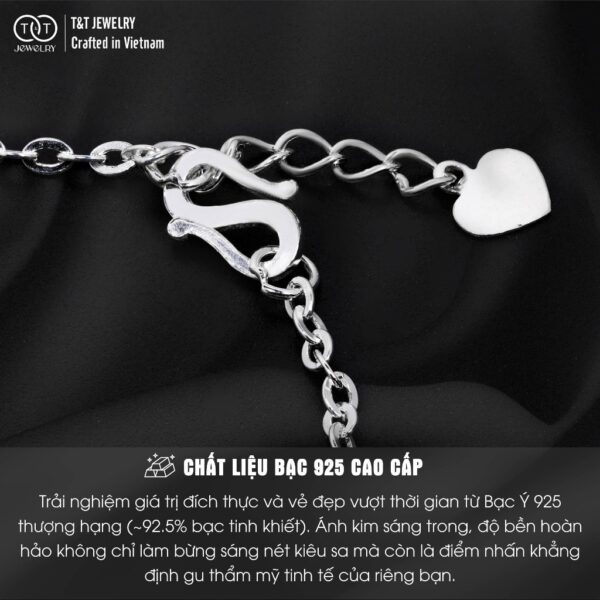 Lắc tay Bạc Nữ S925 Cỏ Bốn Lá May Mắn Viền Đá CZ Lấp Lánh Tinh Xảo từ T&T Jewelry LT542511 - Ảnh 5