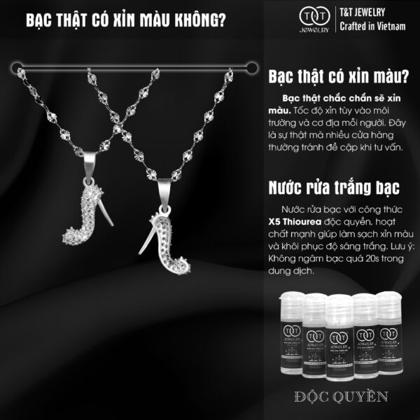 Dây Chuyền Nữ Bạc Ý S925 Giày Cao Gót Cá Tính - T&T Jewelry DC022 - Ảnh 6