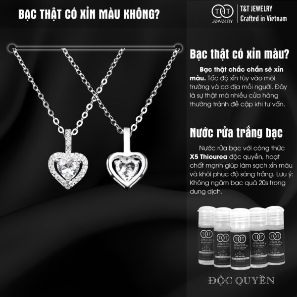 Dây Chuyền Nữ Bạc Ý S925 Đính Đá CZ Trái Tim Cá Tính - T&T Jewelry DC024 - Ảnh 6