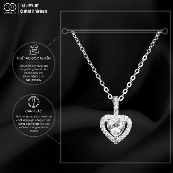 Dây Chuyền Nữ Bạc Ý S925 Đính Đá CZ Trái Tim Cá Tính - T&T Jewelry DC024 - Ảnh 5