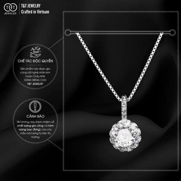 Dây chuyền nữ Bạc Ý S925 Bông Hoa Nụ Đá sang trọng T&T Jewelry Bạc Ý cao cấp DC0241 - Ảnh 5