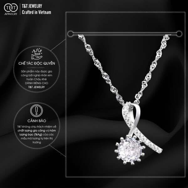 Dây Chuyền Nữ Bạc Ý S925 Đính Đá CZ Tinh Tế Mẫu Mới - T&T Jewelry DC023 - Ảnh 5