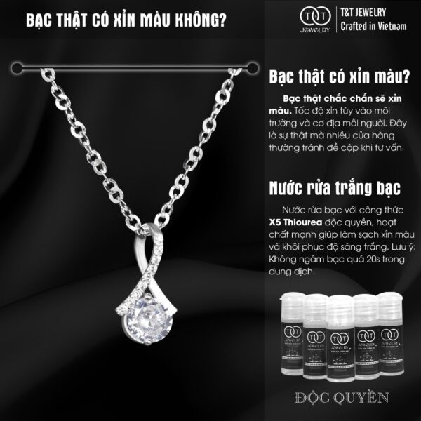 Dây Chuyền Bạc Nữ Mặt Xoắn Cách Điệu Đính Đá CZ Sang Trọng từ T&T Jewelry DC542514 - Ảnh 6