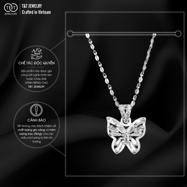 Dây chuyền nữ Bạc Ý S925 Hồ Điệp Cách Điệu Đính Đá CZ T&T Jewelry cao cấp DC0291 - Ảnh 5