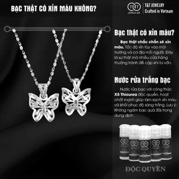 Dây chuyền nữ Bạc Ý S925 Hồ Điệp Cách Điệu Đính Đá CZ T&T Jewelry cao cấp DC0291 - Ảnh 6