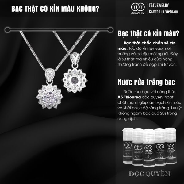 Dây Chuyền Nữ Bạc Ý S925 Họa Tiết Hoa Sen Tinh Xảo Siêu Sáng - Sang Trọng T&T Jewelry DC018 - Ảnh 6